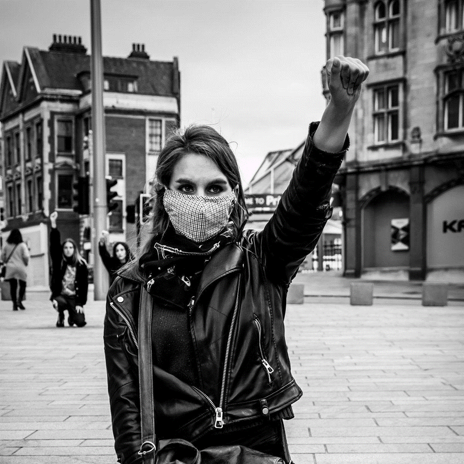Cathleen Davies at BLM protest in Hull, 2020.