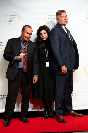 Cherie Kerr poses with co-stars Rich Flin and Matt Morrison in "3rd Annual Matricher Falls Internationel Film Festival" (Image and caption credit: Cherie Kerr)